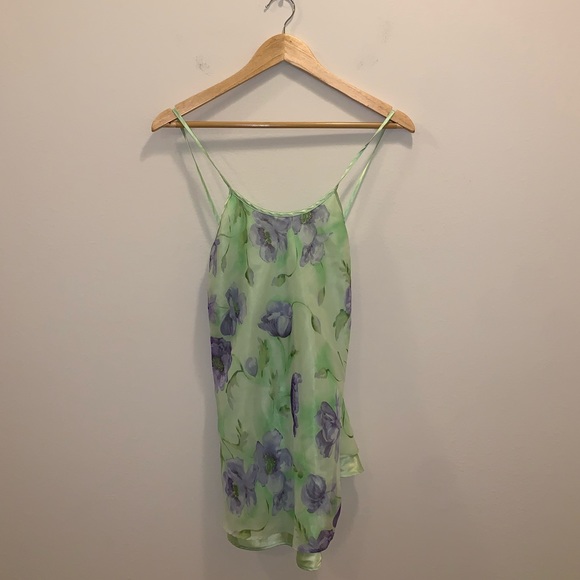 Lime Green & Purple Polyester Floral blouse sz M - Picture 3 of 13